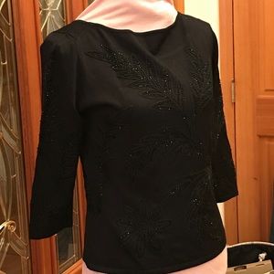 GORGEOUS VINTAGE SWEATER HAND BEADED LUX RAYON FABRIC EX CONDITION SZ MED